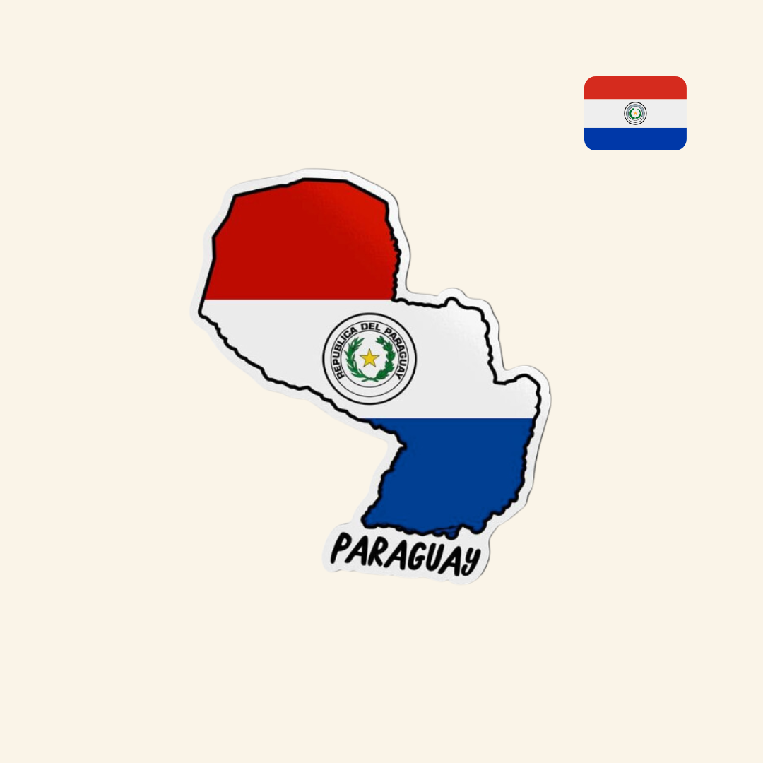 Paraguay Map with Flag Magnet
